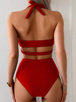 Swim Basics طقم بكيني بتصميم شريط عنق متماسك، ملابس شاطئ للعطلات والشاطئ والحفلات