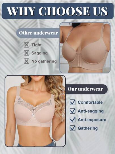 SHEIN 1 قطعة ملابس داخلية نسائية تحتوي على خصر عريض ودانتيل، صدرية غير سلكية مريحة وكاجوال