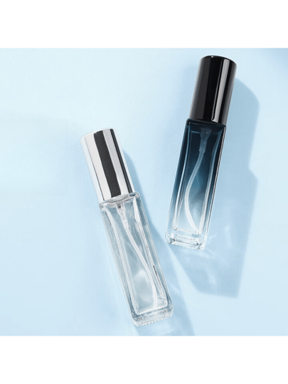 زجاجة رش عطر بسعة 5 مل / 10 مل عالية الجودة، بلون أزرق متدرج، زجاجة عطر قابلة لإعادة التعبئة لمستحضرات التجميل للسفر
