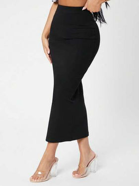 SHEIN PETITE تنورة ذات خصر عالي بلون أنيق وقصة ضيقة، مناسبة للذهاب إلى العمل