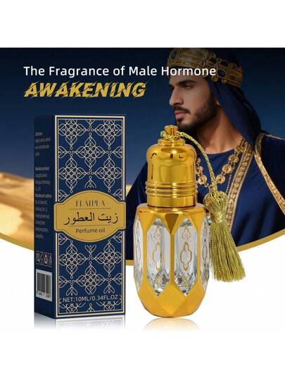 زيت عطر رجالي بحجم 10 مل ، عطر مركز على طراز الإمارات العربية المتحدة بغطاء زجاجي، رائحة خشبية، فاخر ومتطور