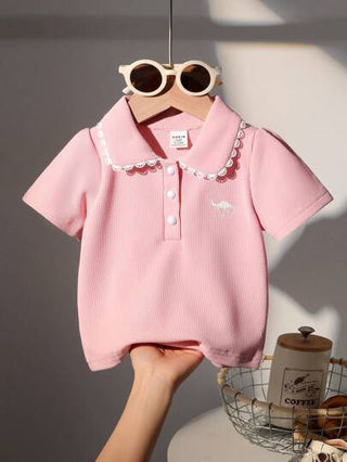تيشيرتات بناتي Vintaside Kids قميص بولو كاجوال للبنات الصغار، ربيع/صيف