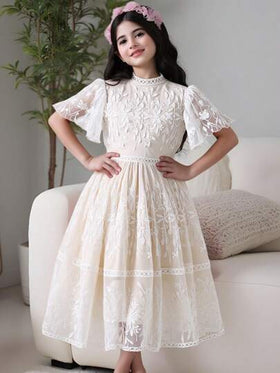 SHEIN ثوب أميرة أنيق لحفلة عيد ميلاد الفتاة المراهقة بتطريز دانتيل