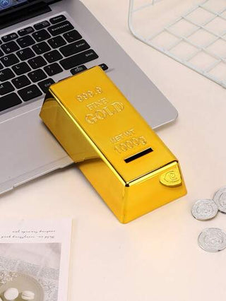 أثاث مكتبي 1 قطعة صندوق نقود مصنوع بشكل طوبة ذهبية مُقلدة، تصميم إبداعي كديكور على المكتب، هدية مبتكرة لعيد الشكر، عيد الميلاد، عيد الهالوين، عودة للمدرسة و هدايا مبتكرة للأصدقاء في المناسبات العطلات