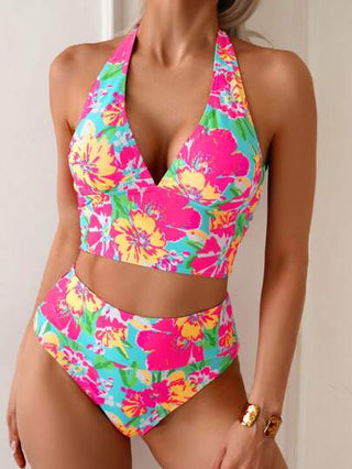 طقم تانكيني حريمي Swim Mod مجموعة بكيني بطبعة زهور استوائية 2 قطعة للمرأة