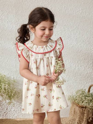 فساتين بيبي Blossori فستان طفلة بفتحة رقبة كشكشة لاطلالة ريفية في العطلة