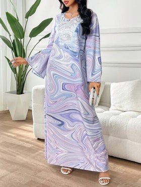 Yasmyna فستان أنيق بتصميم حجري مرصع بالراين إلى الأسلوب العربي، محتشم للسيدات