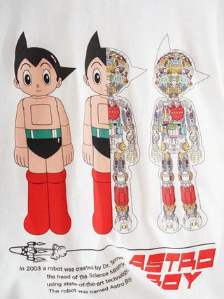 Astro Boy X SHEIN قميص تي شيرت بأكمام قصيرة بطباعة شخصية كرتونية للفتيان عمر المراهقة, لون أبيض مريح وذو استخدامات متنوعة