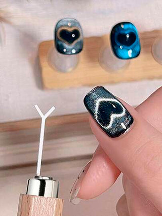 Beautizon Nailartlab 1 قطعة / 2 قطعة أدوات فرشاة أظافر مغناطيسية متعددة الوظائف 4 في 1 لطلاء الأظافر بتأثير العين القطة مع جل UV ،لتزيين الأظافر في المنزل وصالونات التجميل DIY