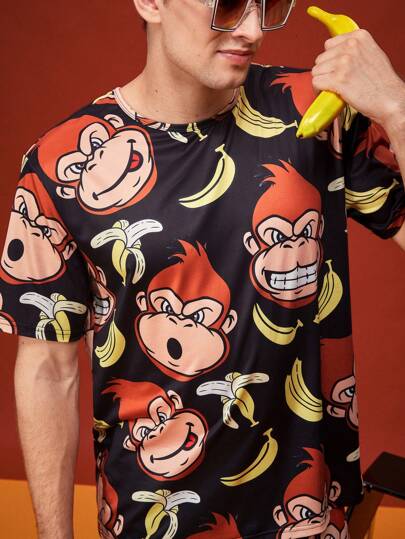 Happy Jammies طقم بيجامة رجالي من قميص وشورت كرتوني قصير الأكمام كيوت وممتع