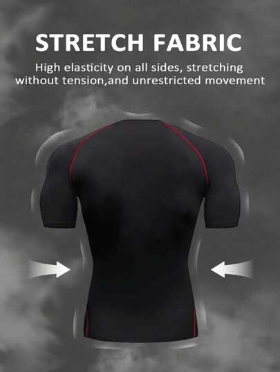 Manfinity Sport Corelite قميص رياضة رجالي بأكمام رجلانية وياقة مستديرة للياقة البدنية والرياضة، ملابس التمرين والجري