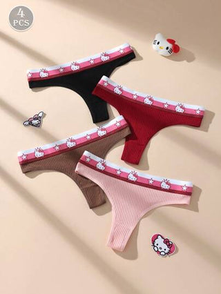 Sanrio 4 قطع سانريو هالو كيتي بناطيل تنورة كلوت قصيرة الخصر، قطنية ناعمة قابلة للتنفس بتصميم جميل، ملابس داخلية مناسبة للمراهقات والطالبات