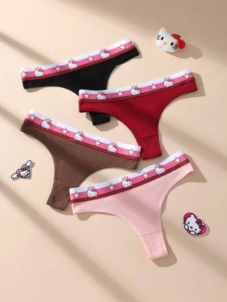 Sanrio 4 قطع سانريو هالو كيتي بناطيل تنورة كلوت قصيرة الخصر، قطنية ناعمة قابلة للتنفس بتصميم جميل، ملابس داخلية مناسبة للمراهقات والطالبات