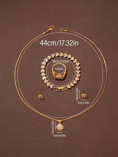 6 قطع مجموعة ساعات نسائية كوارتز، تشمل سوار وقلادة وخاتم وأقراط، قرص دائري، تصميم شخصي بدون مقياس، حزام بحجم ثابت، مناسبة كهدايا للمناسبات والاستخدام اليومي، بدون علبة هدايا