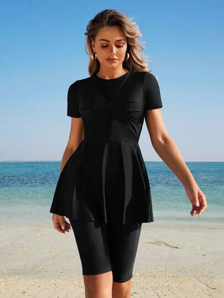 طقم تانكيني حريمي Swim Mulvari مجموعة ملابس نسائية إطلالة أنيقة على الطراز المغربي للشاطئ تتضمن ملابس علوية كم واسع وطقم قطعتين للسباحة، مناسبة للشاطئ والمسبح والعطلات