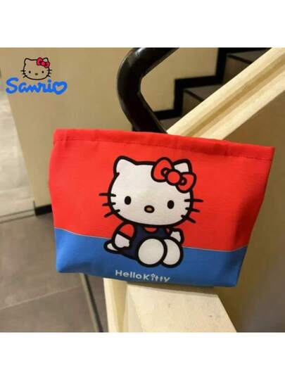 أدوات مكتبية ومدرسية Sanrio حقيبة يد من ساتورينو هالو كيتي بتصميم أصلي باللونين الأحمر والأزرق كتناقض للقطة، حقيبة مستحضرات التجميل، أدوات مدرسية، هدايا عيد الميلاد