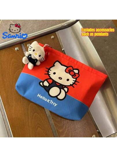 أدوات مكتبية ومدرسية Sanrio حقيبة يد من ساتورينو هالو كيتي بتصميم أصلي باللونين الأحمر والأزرق كتناقض للقطة، حقيبة مستحضرات التجميل، أدوات مدرسية، هدايا عيد الميلاد
