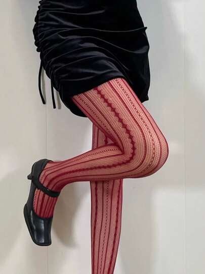 زوج جورب طويل شرائطي كابل قطني رجعي رومانسي، جوارب لاصقة نسائية مخصرة وجذابة