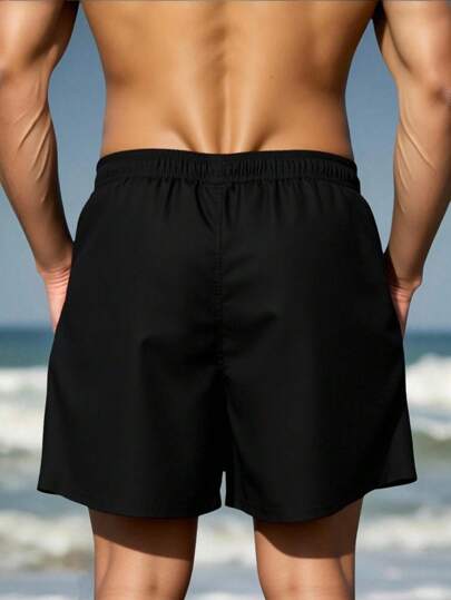 Manfinity Swimmode شورت كاجوال بخصر ربطة وطبعة نخيل للرجال، قصير سباحة بطبعات جرافيك، شورتات سباحة رجالي ملائمة منسقة بطبعات جرافيك للرجال، شورتات شاطئ للرجال شورتات سباحة مجموعة، طراز كاجوال أنيق للاستخدام الخارجي و الشاطئ، هاواي