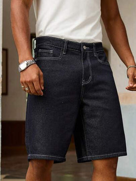 RivetRise بنطلون قصير كاجوال فضفاض من الدنيم للرجال مزود بجيوب