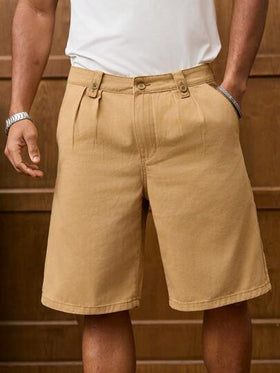 Manfinity Homme صندرات جينز فضفاضة كاجوال مطوية للرجل مع جيوب