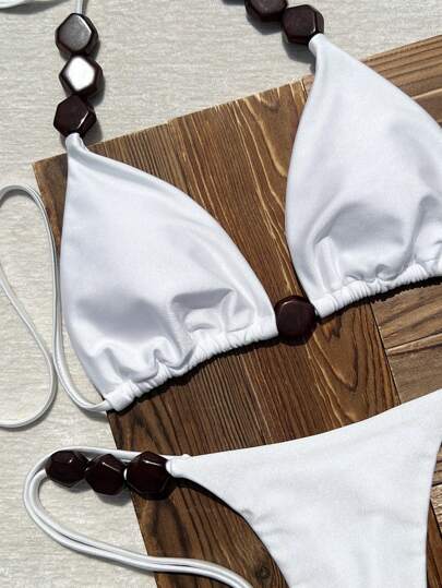 Swim Vcay مجموعة ساحرة من قطعتين بيكيني للنساء مكونة من ملابس علوية قصير ظهر مكشوف مع ربطة عنق وقصير لوني، موديل صيفي جديد