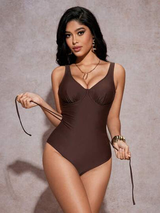 مايوه حريمي قطعة واحدة Shapewave بدلة السباحة التانكيني المخطط للنساء ذات الألوان موحد اللون والحشو مع دعم سلكي