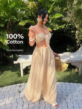 SHEIN SXY ملابس نسائية قطعتين للارتداء اليومي، أزياء عطلة الجزيرة، أزياء شاطئية للمرأة، أزياء عطلة للمرأة، مجموعة قطعتين للعطلات، جذاب، صيفي أوروبي، ملابس علوية مربوطة من الأمام، أزياء إيبيزا، مجموعات للنساء، أطقم متناسقة للنساء، مجموعات صيفية نسائية، قطع