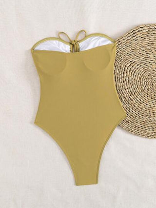 مايوه حريمي قطعة واحدة Swim Basics قطعة واحدة من ملابس السباحة ذات اللون الأحادي بأسلوب أوروبي وأمريكي بسيط مع سير قابل للسحب، ملابس السباحة الصيفية للشاطئ