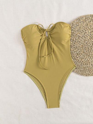 مايوه حريمي قطعة واحدة Swim Basics قطعة واحدة من ملابس السباحة ذات اللون الأحادي بأسلوب أوروبي وأمريكي بسيط مع سير قابل للسحب، ملابس السباحة الصيفية للشاطئ