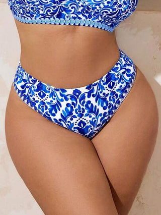 Swim Lushoire سروال نسائي مرتفع الخصر مثلث بطبعة زهور عصرية كاجوال وجريئة لكبار الحجم
