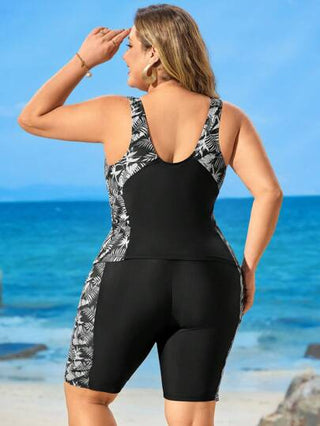 Swim Lushoire طقم بكيني كبير الحجم للنساء من قطعتين بنقشة زهور وحمالات سميكة للاستخدام في العطلات