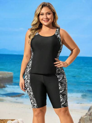 Swim Lushoire طقم بكيني كبير الحجم للنساء من قطعتين بنقشة زهور وحمالات سميكة للاستخدام في العطلات
