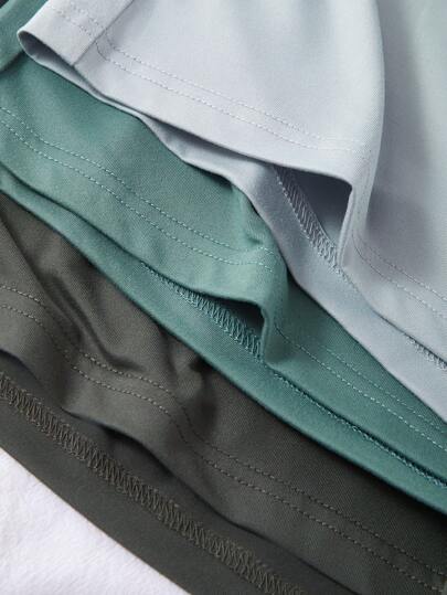 SHEIN 3 قطع طقم ملابس علوية وشورت باللون الأحادي، أزياء صيفية أنيقة للنساء