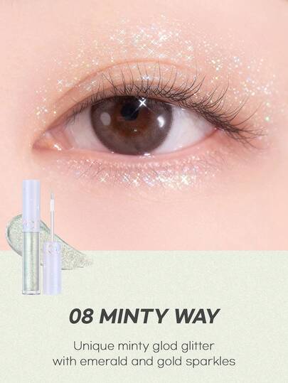 Rom&nd رومان سائل الترطيب الخفيف والمشرق بصيغة الجل 08 MINTY WAY، صيغة تعليق الجل، لمعان مبهر، غير لزج، جاف بسرعة، دوام لمدة 24 ساعة، خطوط دقيقة، يمكن استخدامه لفن الجسم، سهل الإزالة، لطيف على البشرة، صمام تدفق قابل للتعديل، بحجم الجيب، مستحضرات تجميل كور