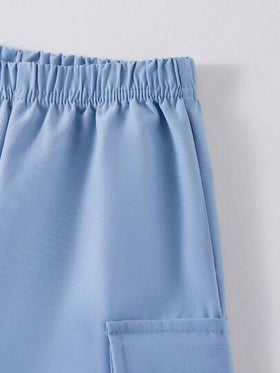 SHEIN مجموعة قميص وبنطال كاجوال 2 قطعة للبنات، قميص رقبة دائرية بتطريز فراشة وأكمام قصيرة، وبنطال كارجو، مناسب لفصلي الربيع والصيف