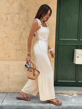 SHEIN Frenchy جمبسوت طويلة بتصميم جاكار وأوراق النباتات للنساء للرحلات