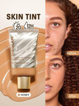 SHEGLAM Dew & Done ملون خفيف للبشرة مع Spf20-Honey علامة تجارية جمال مكياج ميكب مستحضرات تجميل للنساء الفتيات مثالي لفصل الشتاء الربيع مثالي ل- Y2K أزياء أنيقة رمضان هدية حفلة جاهز أفضل لون