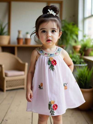 فساتين بيبي Vintaside Kids فستان آمبرويد منقوش بالزهور بلا أكمام للبنات الصغار، طراز لطيف، مناسب للمناسبات والتجمعات العائلية، لإنشاء مظهر الأميرة الصغيرة الأنيقة