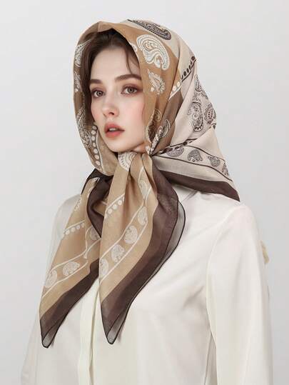 وشاح نسائي بطبعة البيزلي البوهيمي، 90 سم، إكسسوار متعدد الاستخدامات، مناسب للاستخدام اليومي والسفر والعطلات والشاطئ وغيرها من المناسبات