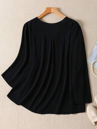 SHEIN JORESS قميص كاجوال مضيء من قطن ممزوج للنساء ذوي الحجم الكبير