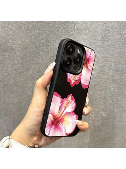 ١ قطعة حافظة هاتف TPU ذات تصميم وردي أنيق لزهرة الخبيزة متوافقة مع هواتف آيفون/مشابهة