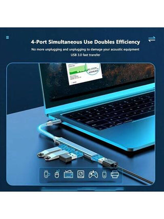 محور USB C محول متعدد المنافذ 4 في 1 نوع C محول USB C إلى USB فائق النحافة ، منافذ USB 3.0 / 2.0 ،مناسب للكمبيوتر والهواتف المحمولة واللوحات