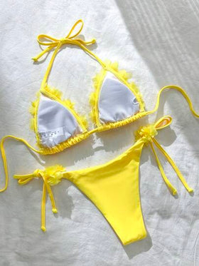 Swim Mod بكيني بخصر معقود بألوان صلبة