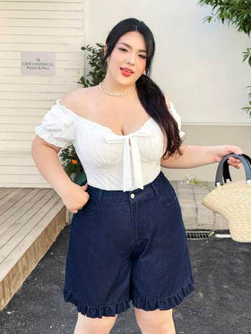 Rivivi شورتات جينز مرتفعة الخصر نسائية كاجوال بحواف مرتفعة مناسبة للصيف