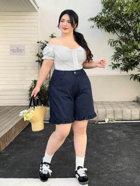 Rivivi شورتات جينز مرتفعة الخصر نسائية كاجوال بحواف مرتفعة مناسبة للصيف
