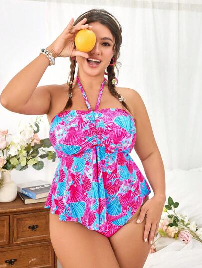 طقم تانكيني حريمي Swim Vcay 2 مجموعة بكيني مفتوحة الظهر بتصميم مخفي للبطن للسيدات ذوات الحجم الكبير للأجازات والحفلات