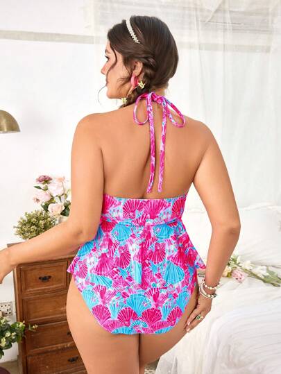 طقم تانكيني حريمي Swim Vcay 2 مجموعة بكيني مفتوحة الظهر بتصميم مخفي للبطن للسيدات ذوات الحجم الكبير للأجازات والحفلات