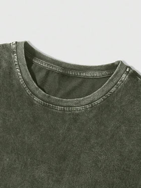ROMWE MEN Casual تي شيرت كاجوال للرجال بياقة مستديرة وأكمام قصيرة، صيفي، بطراز عقد 2000