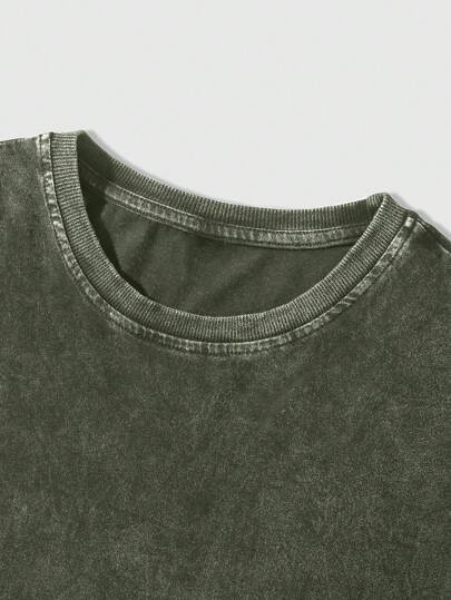 ROMWE MEN Casual تي شيرت كاجوال للرجال بياقة مستديرة وأكمام قصيرة، صيفي، بطراز عقد 2000